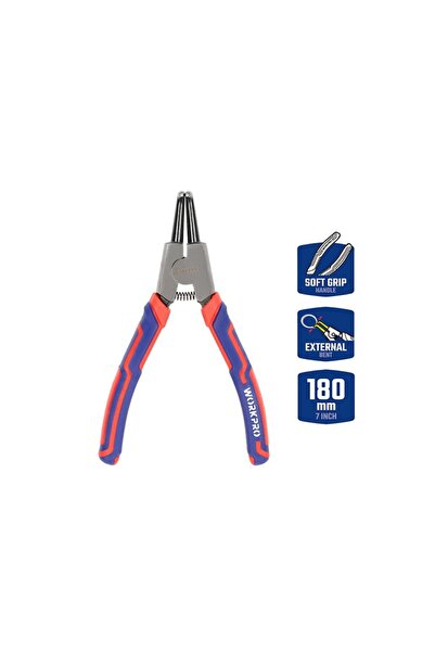 Workpro WP231151 180MM CR-V Eğri Uçlu Yaylı Profesyonel Dış Segman Pensesi