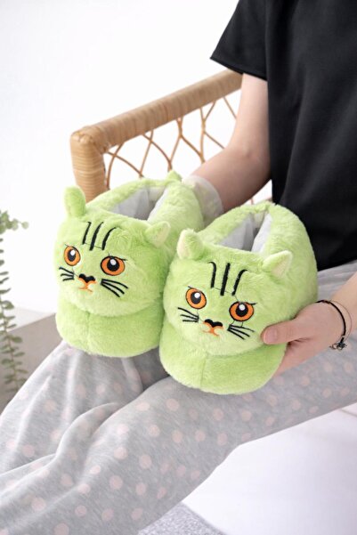 Esra Kedi Figürlü Peluş Yumuşak Hayvanlı Panduf