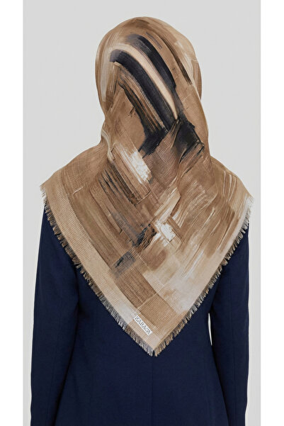 Karaca Eşarp Abstract Patterned Wool Scarf - Black / Milk Coffee