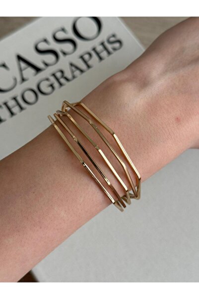İREM YILDIZ Çelik Gold Ayarlanabilir Kelepçe Bileklik