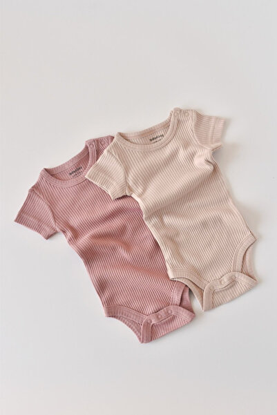 Evelise Σετ 2 κορμάκια - σορτς anybodysuit scottonmodal - ροζ/μπλουζ BabyCosy...