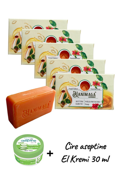 KMS HOME Hanımağa Doğal Bıttım Soap 500 Gr (100 Gr X 5 Pieces) + Hand Cream 3...