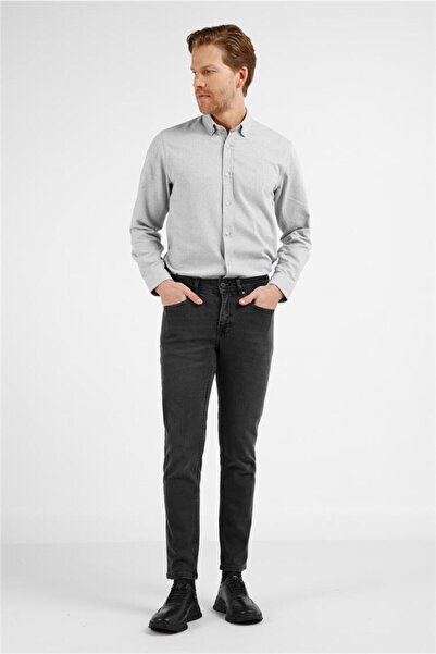 İmza Pantaloni din denim de bumbac, slim fit, cu 5 buzunare, afumati 1023255166