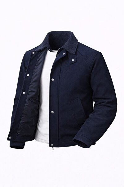 LUMAST Textured Fabric Velvet Collar Design Jacket