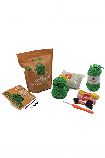 selfiko Abidino - Dinosaur Amigurumi Knitting Kit for Beginners - Hobby Set w...