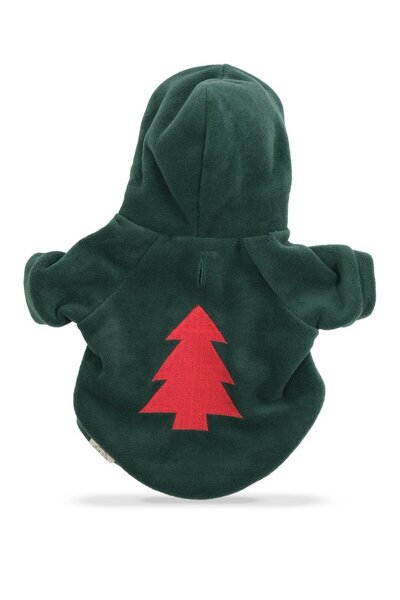 YES LAURA Pine embroidered green hooded sweatshirt