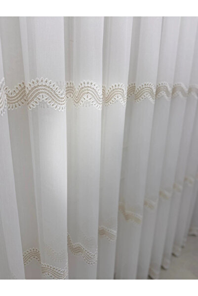 NİVEMESHOME Perli̇na Gold Detail 1/3 Pleated Tulle Curtain Apm
