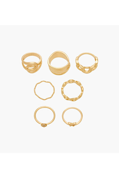 Lifestyle مجموعة خواتم معدنية متنوعة - 7 قطع