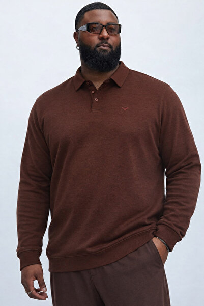 Maccali Men's Trend Large Size Tile Polo Collar T-Shirt