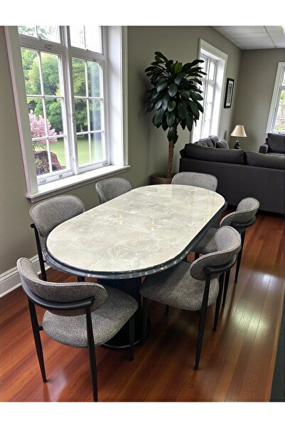 Kayı mobilya Rambla Yemek, Salon Masası Masa Kenarları Siyah Ayakları Siyah 9...