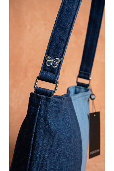 ENZİM JEANS Kadın Kot Omuz Çantası Denim Kumaş Askılı Çanta
