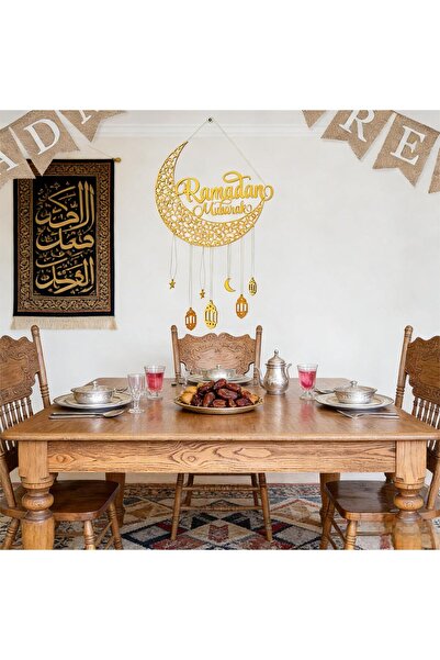 Pomefar زينة رمضان، زينة معلقة لرمضان، زينة جدارية على شكل فانوس لرمضان