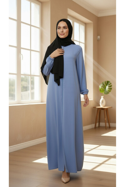 trendlina Mevlana Ferace with Zippered Pocket and Elasticated Sleeves