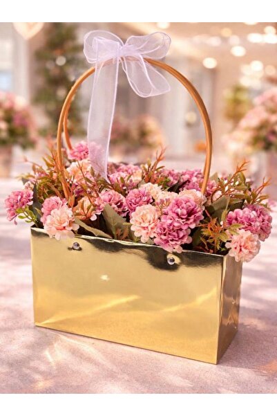 Tasarım Luxe Pink Pembe Bahar Hediyelik Çiçek Çantası