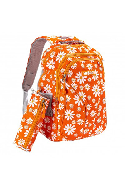 Mesco Mesco school bag, Flowers, 4 compartments and pencil case, Orange, 44 x...