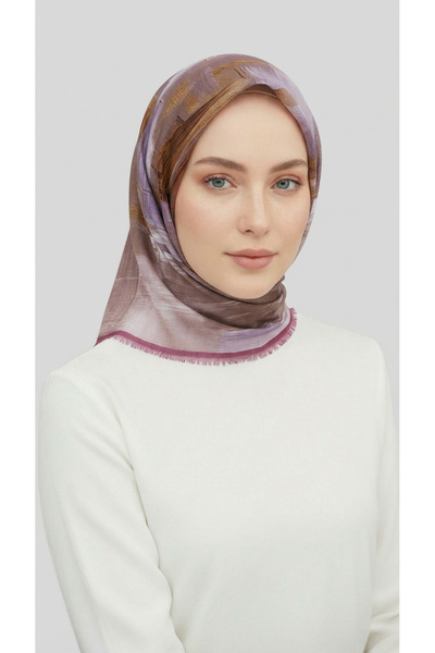 Karaca Eşarp Abstract Patterned Wool Scarf - Brown / Lila