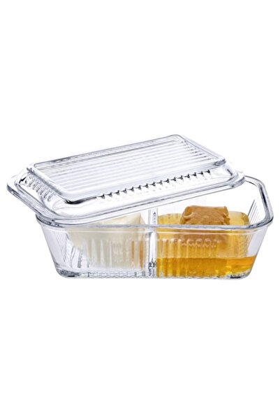 Pasabache Butter/Honey Glass Container with 2 Compartments