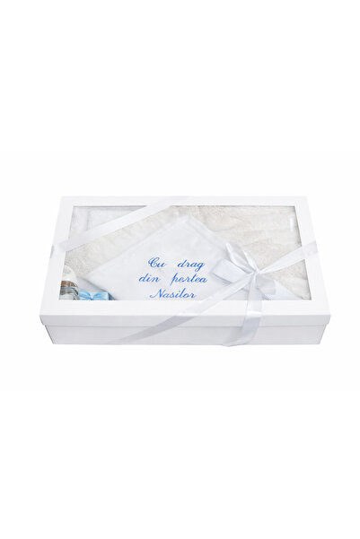 Dany Kids Fashion Christening set with blanket - blue embroidery