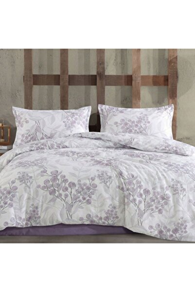 Pucioasa 4-piece sheet set 240x270 cm made of 100% satin cotton, Lilac branches