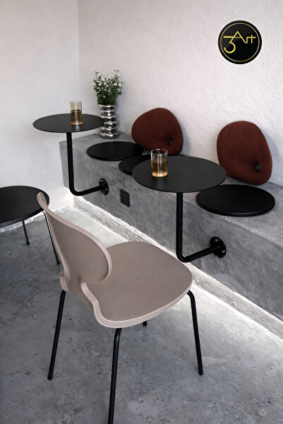 3art Metal Duvara Monte Balkon Masası – Modern Yuvarlak Kafe Masası, Dış Meka...