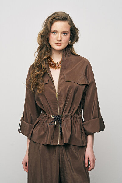 Orfeo Negro Women's Comfort Zippered Jacket with Drawstring Waist and Sleeve ...