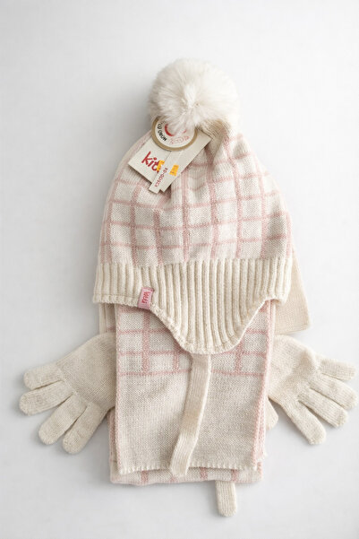 Uğur bebe Set de 3 piese Kitti çi pentru fete, căptușit cu lână, eșarfă, bere...