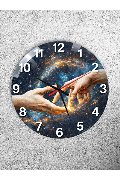 Olinpa Unbreakable Glass Wall Clock, Both Table and Clock Design, Galaxy and ...