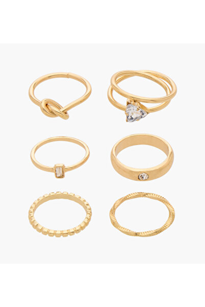 Lifestyle مجموعة خواتم ذهبية اللون متنوعة - 6 قطع