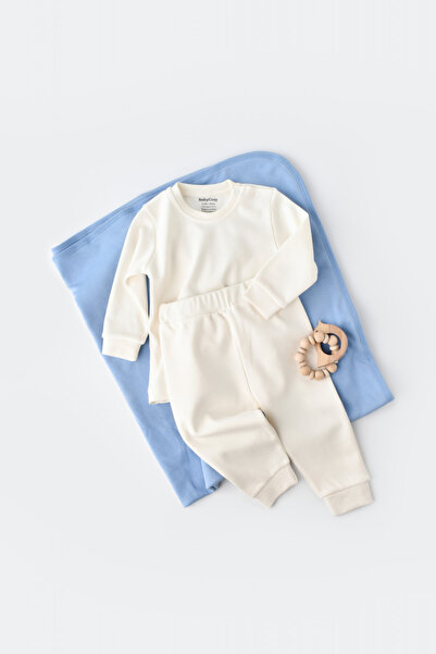 Evelise Set of long-sleeved blouse and long pants - 100% cotton - Ecru Baby C...