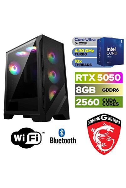 MSI ŞAFAK-GAMİNG|RTX 5050 8GB |ULTRA 5 225F |64 DDR5 RAM |1 TB M.2 SSD 5000 4...