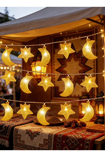 Pomefar Ramadan Lights, 20 LED Curtain Lights, 3M Moon Star String Lights for...