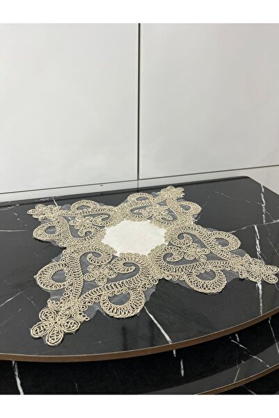 BRL ÇEYİZ HOME غطاء طاولة زيجون فاخر من الدانتيل الفرنسي