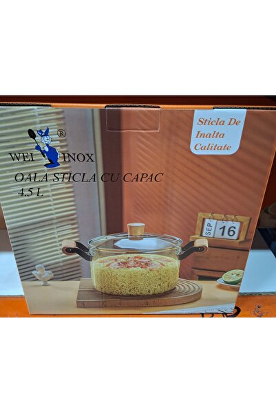 inox Glass pot with lid 4.5L