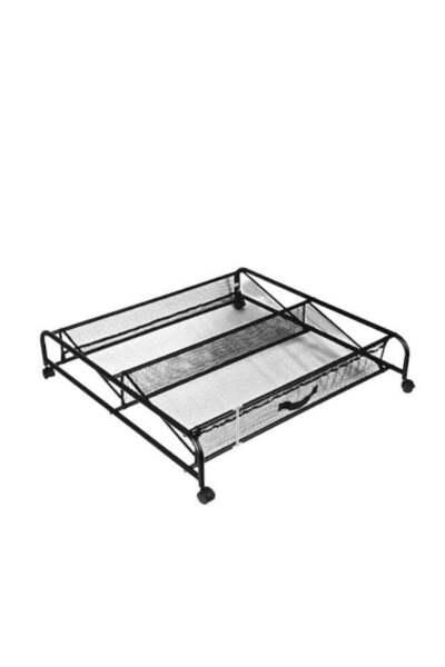 BLOOMING TIME Metal Mesh Under Bed Shoe Storage Rack with Wheels, Black, Roll...