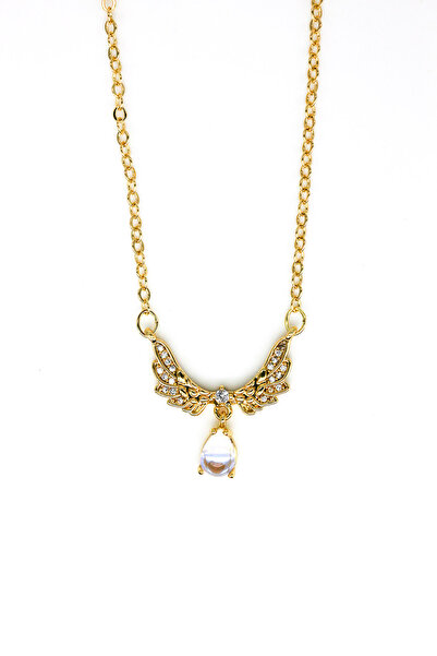 Nearsis Zirkon Damla Taşlı Melek Kanadı Zincir Kolye