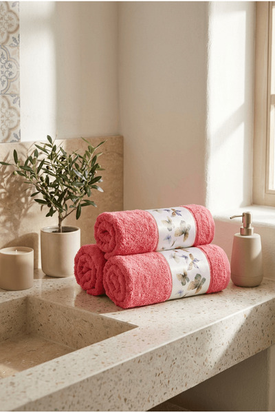 Lucy and Home Kelebek Digital Printed 3-Piece Towel Set 40X60Cm