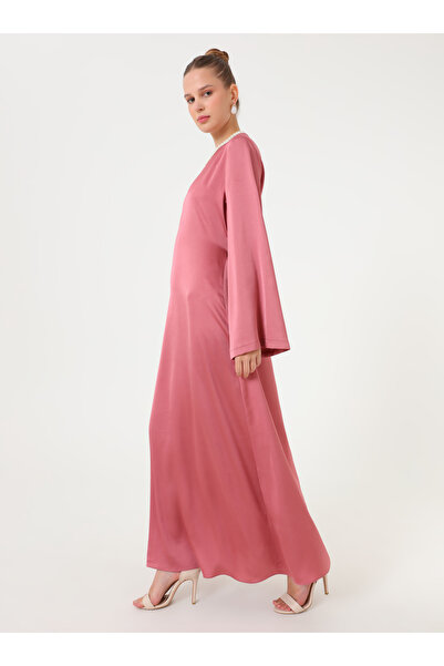 Refka Tie-Waist Detailed Dress - Dark Rose -