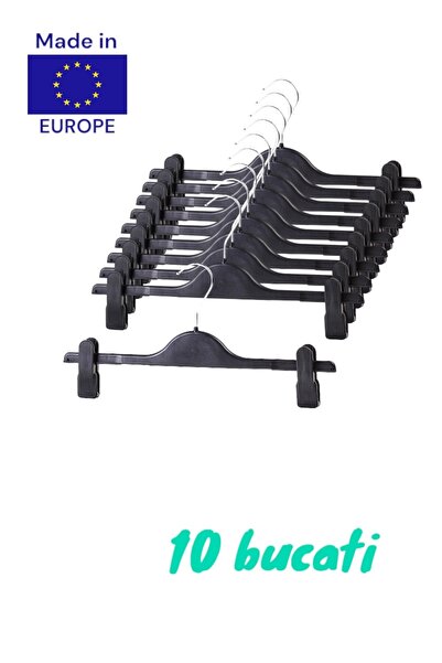 OEM Set de 10 umerașe pentru pantaloni sau fuste, mărime 40cm, cu cleme, culo...