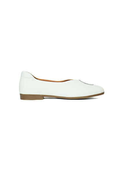Msport M Boutique 5016 White Genuine Leather Ballerinas