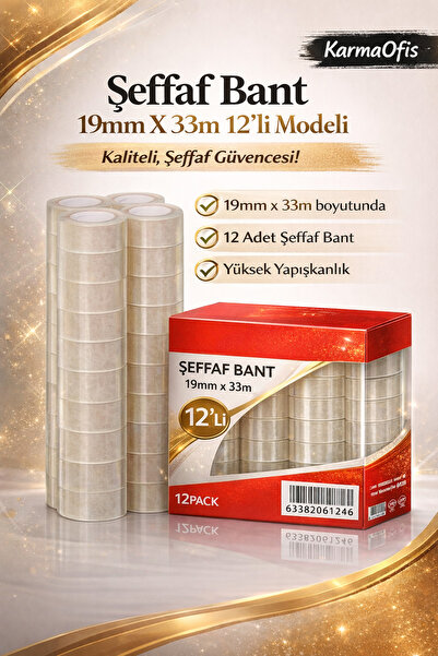 KarmaOfis Prozirna traka 19mm x 33m – Pakovanje od 12 komada | Snažno lepljen...