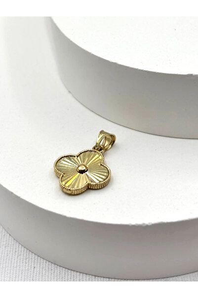 DİAMİNE PIRLANTA 14 Ayar Altın Kalemli Yonca Kolye Ucu