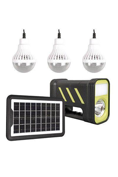 Powermaster GD-12 Akülü Solar Panelli 3 Ampullü Solar Işıldak Fener
