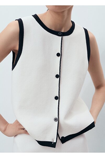 MANGO Woman Kontrast triko yelek