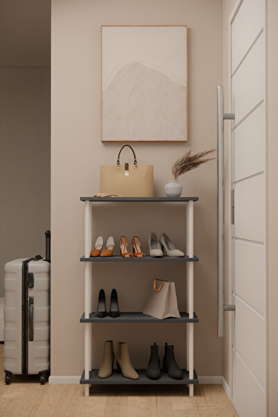 Solto Home AG42-47 Çevir Kur Modüler 4 Raflı Ayakkabılık | Aletsiz Kolay Kuru...
