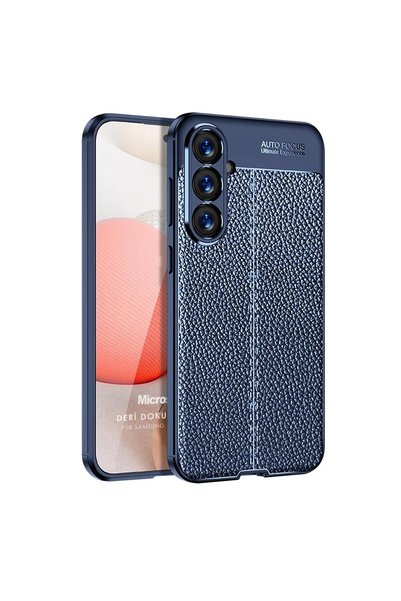 Microsonic Samsung Galaxy A17 Case Leather Textured Silicone Navy Blue
