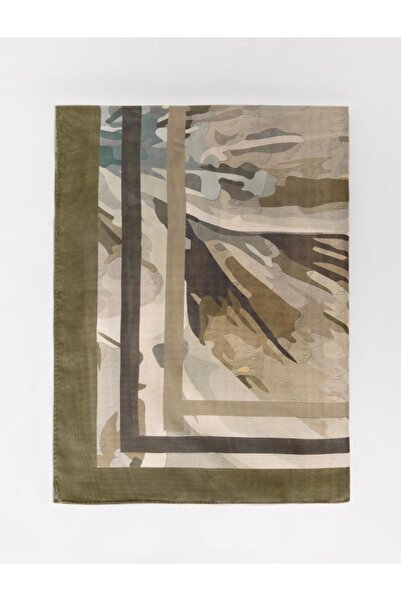 Jimmy Key Kahverengi Çizgi Desenli Dalgalı Şal