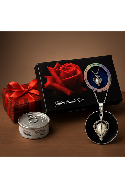 Mareluxe Gerçek İstiridye İnci Kolye Seti – Kalpli Kafes Kolye, Konserve İsti...