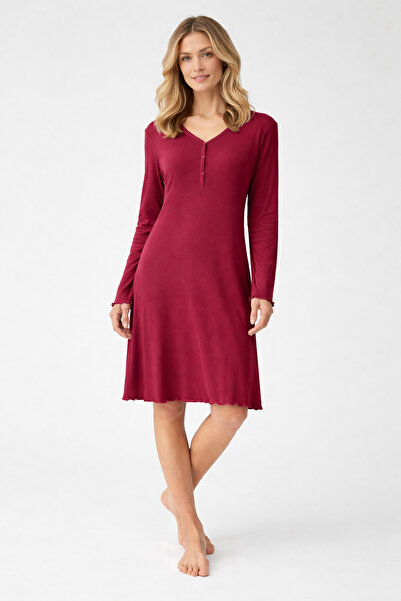 bendengiy Soft Textured Buttoned Nightgown Dress