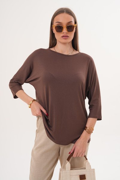 ŞİMAL Crew Neck Elbow Sleeve Loose Blouse 260020 - 270005