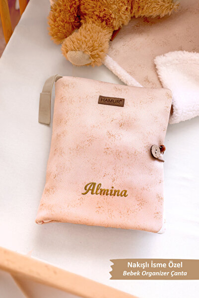 HAMUR Kişiye İsime Özel Nakışlı Hediyelik Yenidoğan Anne Bebek Bakım Çantası ...